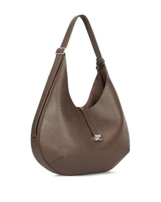 Courreges Gray Logo-Buckle Shoulder Bag