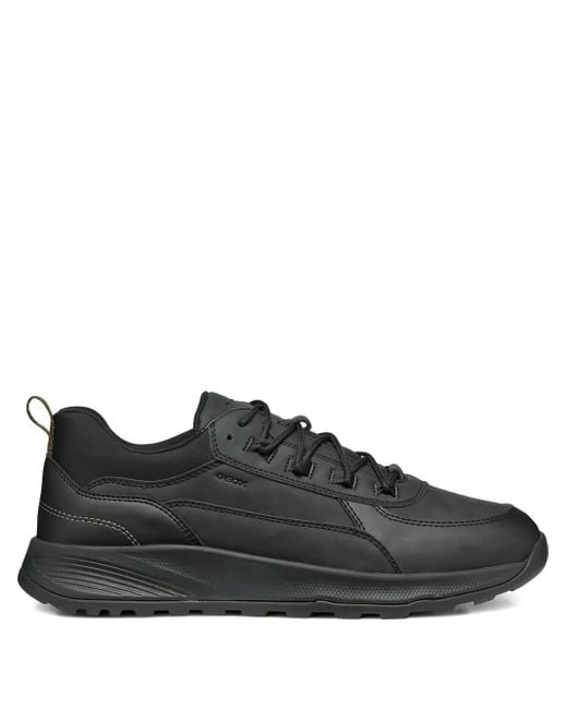 Geox Black Terrestre Leather Lace-Up Sneakers for men