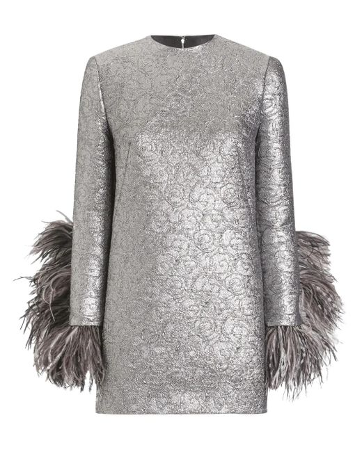 Dolce & Gabbana フェザートリム ミニドレス Gray