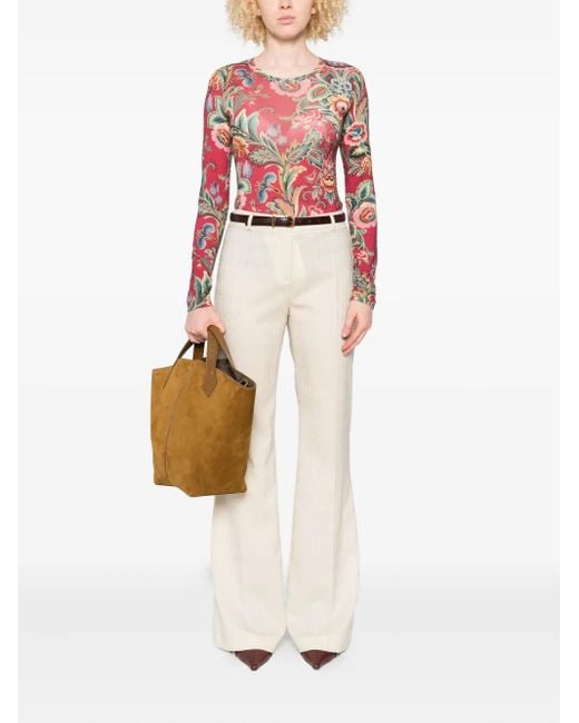 Etro Natural Flared Wool Trousers