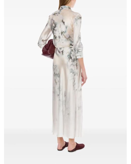 Alberta Ferretti White Satin Maxi Skirt