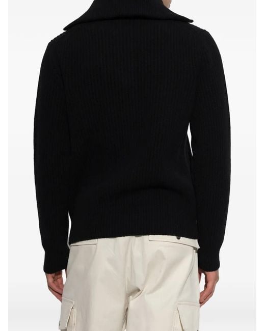 Pull Côtelé À Patch Logo Moncler pour homme en coloris Black
