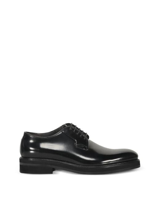 Moorer Black Campini Shiny Leather Derby Shoes for men