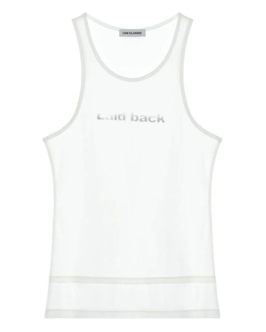 Low Classic White Text-Graphic Tank Top