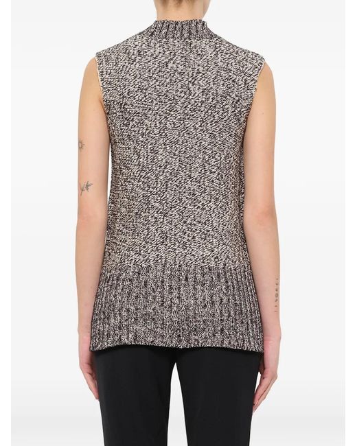 Lanvin Gray Marl-Knit V-Neck Top