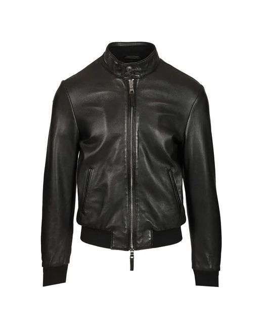 Al Duca D'aosta Black Double-Slider Zip Biker Jacket for men