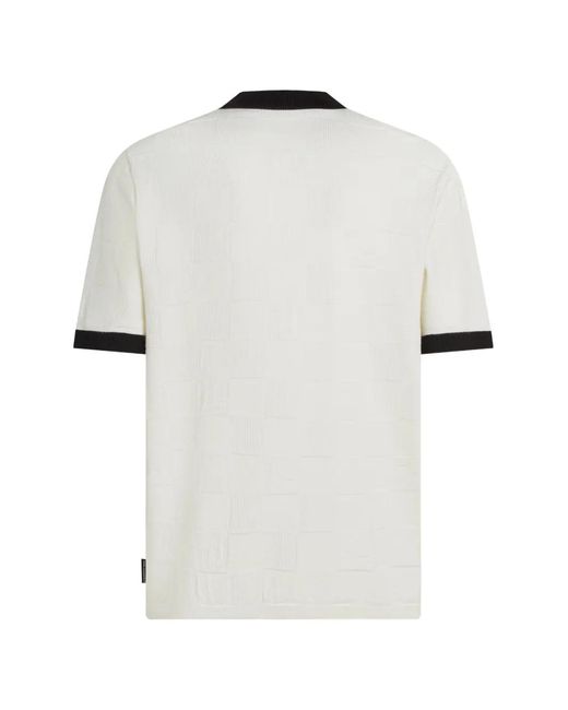 Karl Lagerfeld White Monogram Checked Polo Shirt for men