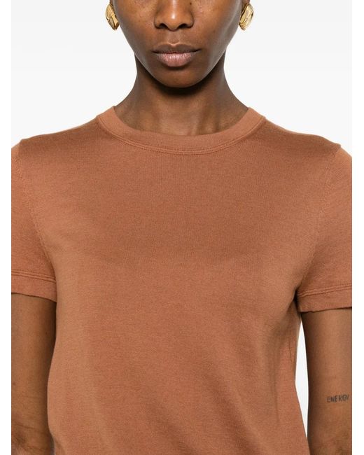Bompard Brown Straight Round-Neck T-Shirt