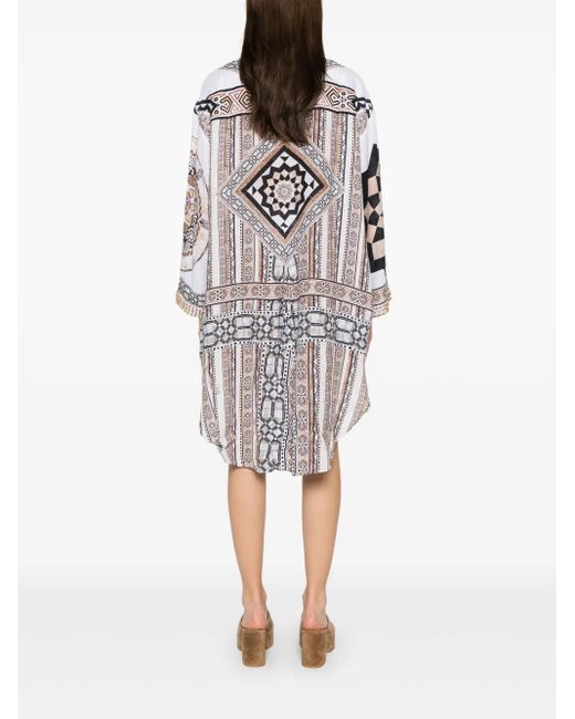 Camilla Gray Tile Style Midi Dress