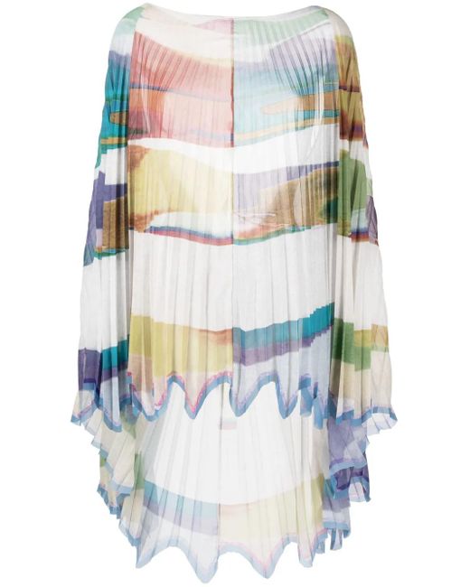 Maticevski White Manifest Abstract-Print Draped Tunic