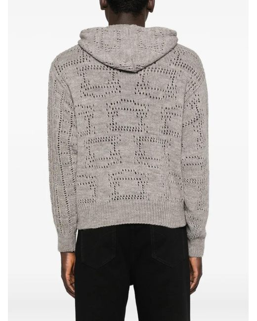 Aries Gray Long-Sleeve Hoodie Sweater for men