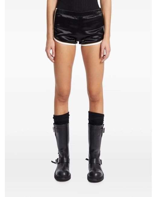Ann Demeulemeester Black Irm Satin-Finish Piped Shorts