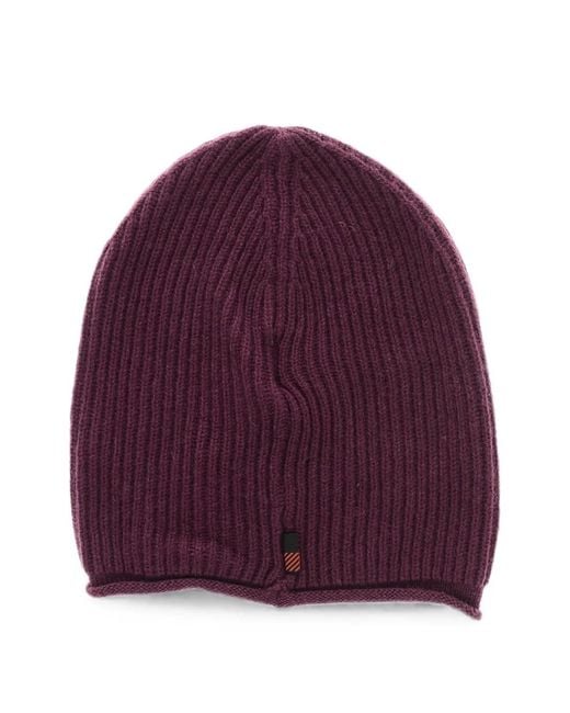 Woolrich Purple Ribbed-Knit Cashmere Beanie Hat