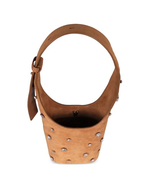 Veronica Beard White Crystal-Embellished Ring Bucket Bag