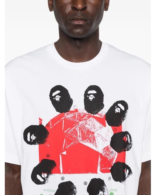 A Bathing Ape White X Kazuki Kuraish Graphic-Print T-Shirt for men