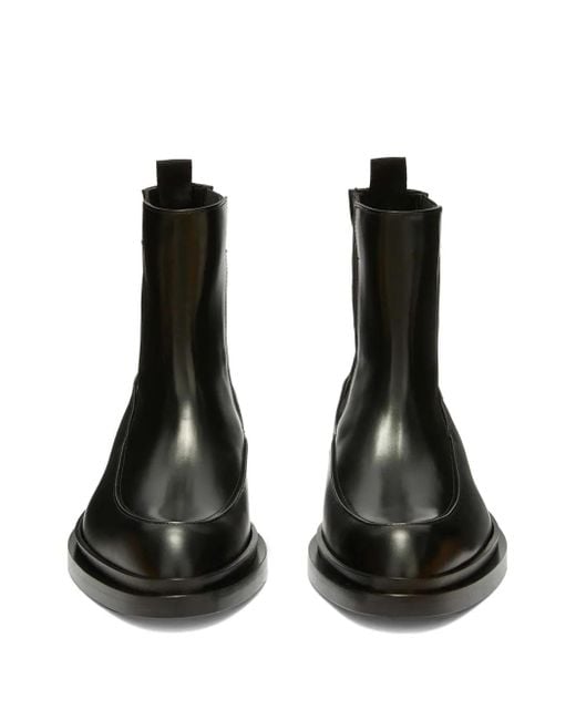 Jil Sander Black Leather Slip-On Almond-Toe Ankle Boots