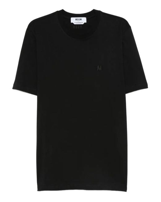 MSGM Black Cotton T-Shirt for men