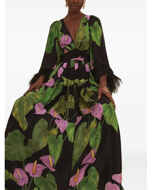 Farm Rio Green Maxikleid Mit Blumen-Print
