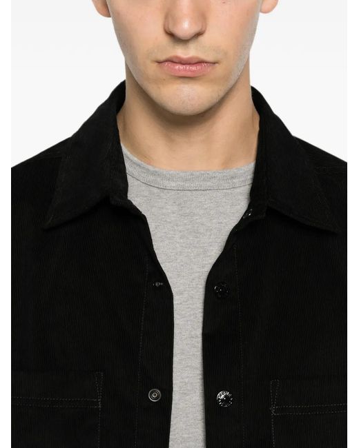 Stone Island Black Chemise Côtelée À Patch Logo for men