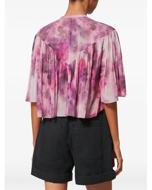 Isabel Marant Purple Veelia Ruffled Buttoned Blouse