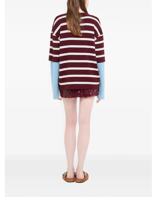 Alanui Red Rugby Club Double-Sleeve Sweater