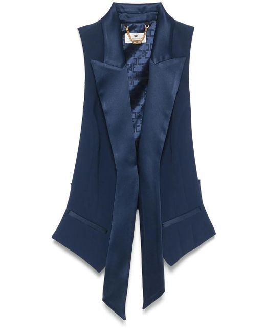 Elisabetta Franchi Blue Crepe Tuxedo Waistcoat