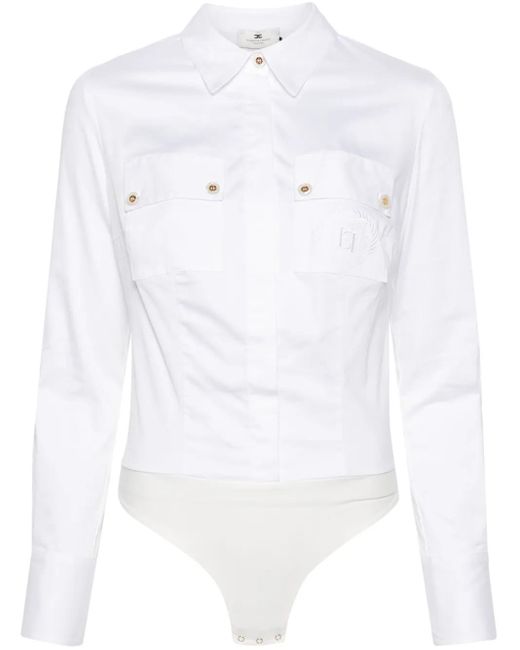 Elisabetta Franchi White Embroidered-Logo Body