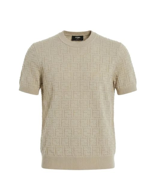 Fendi Natural Ff-Pattern T-Shirt for men