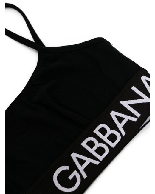 Dolce & Gabbana Black Logo-band Bralette Bikini