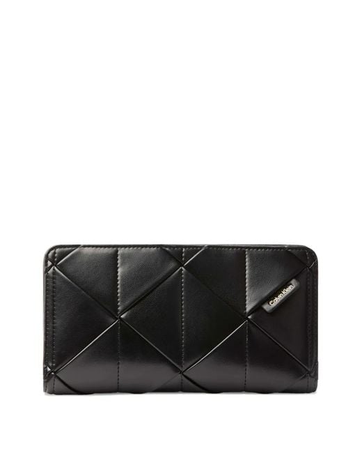 Calvin Klein Black Quilted Logo-Plaque Wallet