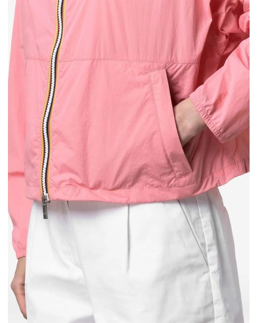 K-Way Pink Zip-Up Cropped Jacket