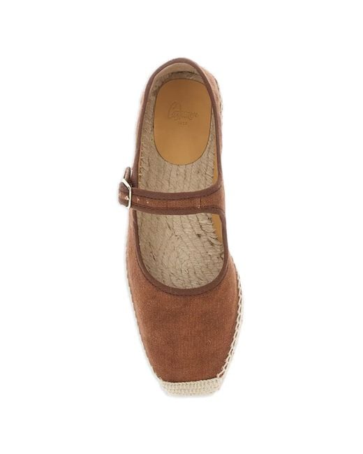 Castaner Brown Buckle Strap Ballet Flats