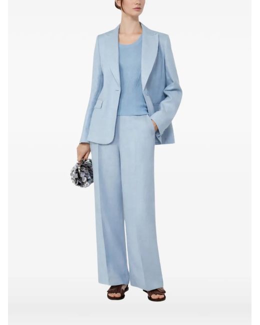 Weekend by Maxmara Blue Blazer En Lin À Simple Boutonnage