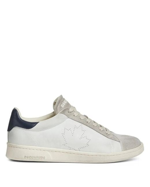 DSquared² White Dirty Maple Leaf Boxer Sneakers for men