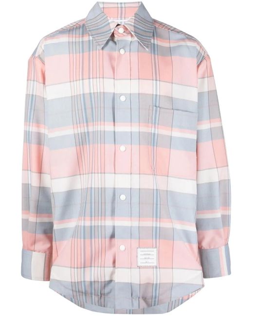 Thom Browne Geruit Overhemd in het Pink voor heren
