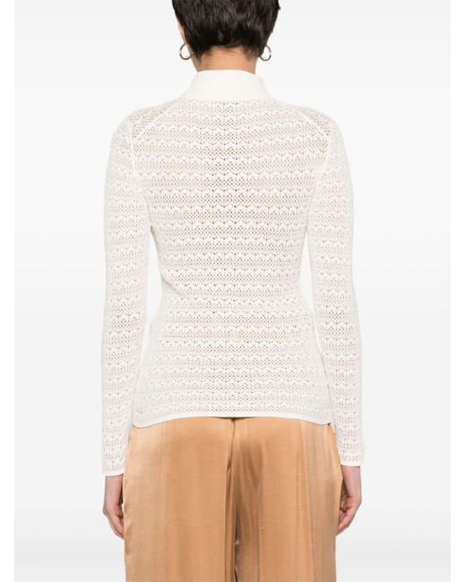 Tom Ford White Cardigan in Pointelle-Strick