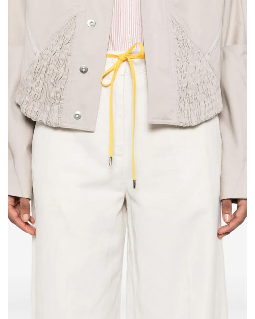 Aspesi White Contrasting-Belt Trousers