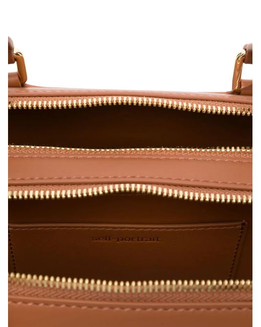 Borsa Tote Con Decorazione di Self-Portrait in Brown