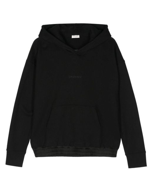 Sudadera con capucha y logo bordado Saint Laurent de color Black