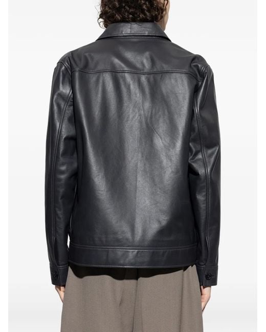 Paul Smith Gray Zip-Up Leather Jacket for men