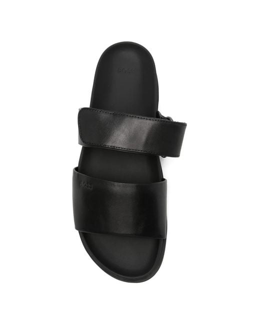 Boss Black Claquettes En Cuir À Bride for men