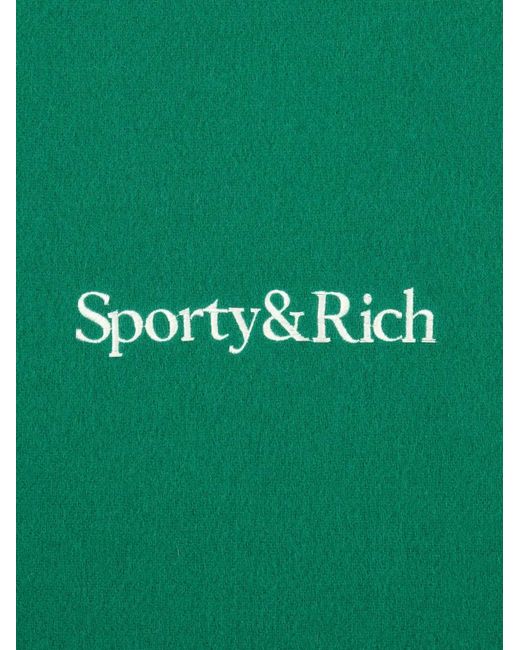 Sporty & Rich Green Fringe Logo-Detail Scarf