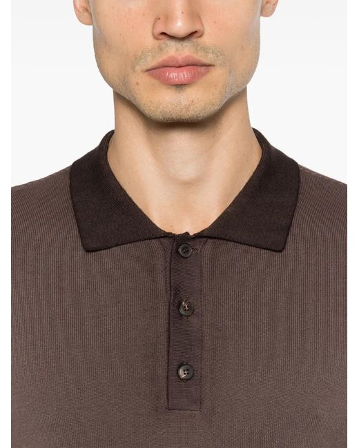 AROVESCIO Brown Button Polo Shirt for men