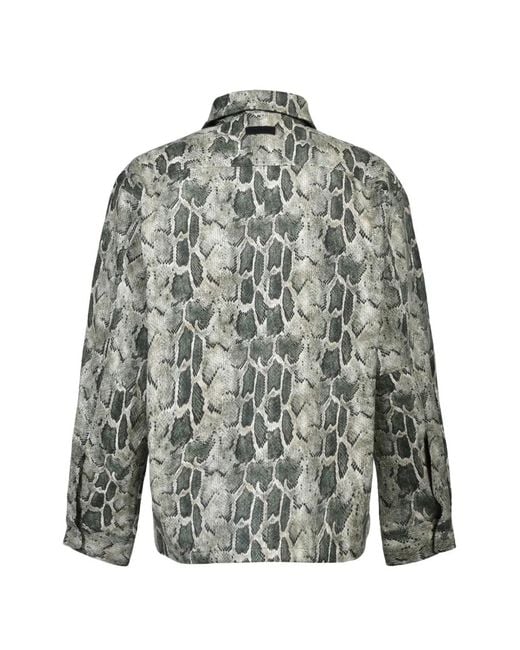 BREATH Gray Python-Print Pocket Shirt for men