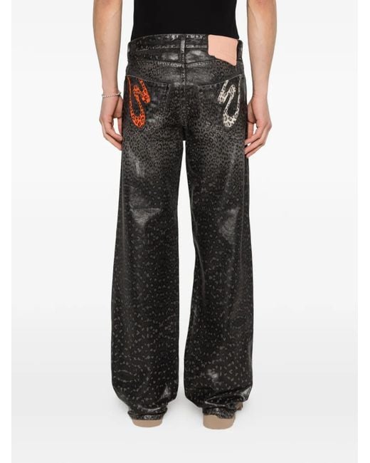 PDF Gray Leopard Print Denim Jeans for men