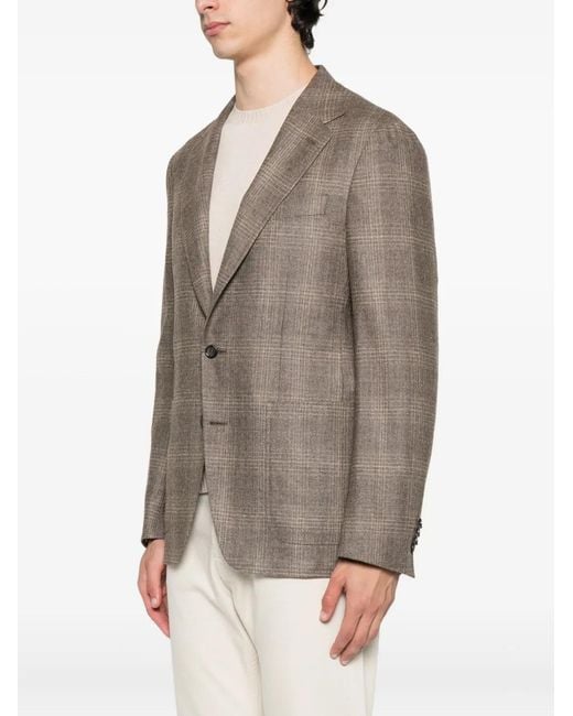 Canali Brown Checked Wool Blazer for men