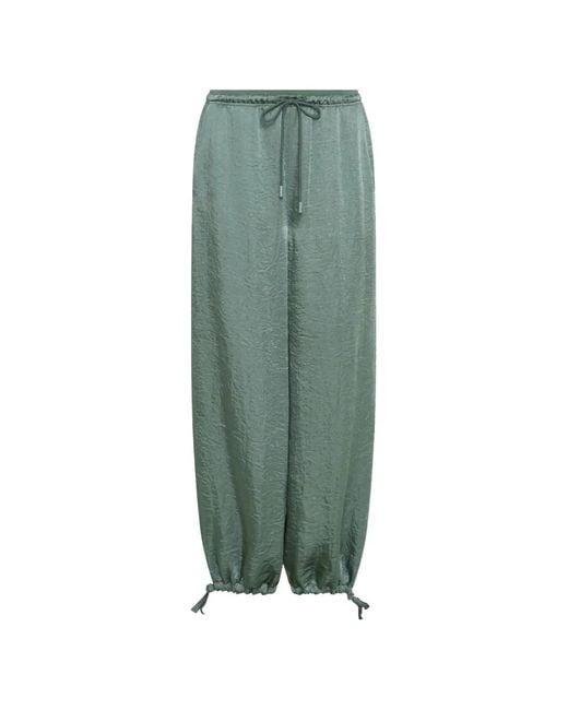 Marella Green Crinkle Twill Drawstring Trousers