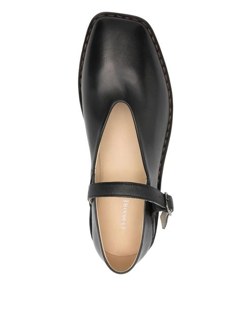 Lemaire Gray Leather Flat Pumps