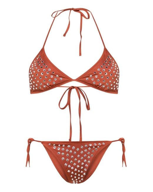 Paramidonna Red Livia Crystal-Embellished Bikini Set