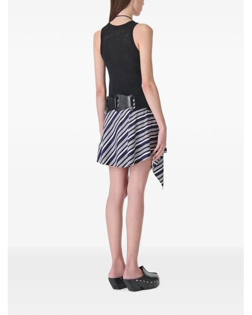 IRO Blue Asymmetric Striped Short Skirt